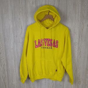Pacific & Co Las Vegas Hoodie Bright Yellow and Neon Pink Embroidery Size Large